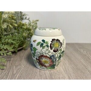 Masons Ironstone Ginger Jar Rosemary Shelton Floral Made In England 4” Tall
